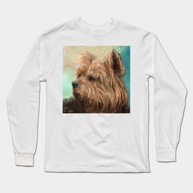 Painting of a Cute and Hairy Yorkshire Terrier Long Sleeve T-Shirt by ibadishi